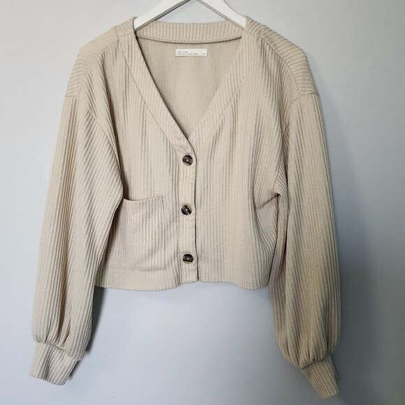 OAK + Fort | Ribbed Cropped Cardigans - Picture 2 of 9
